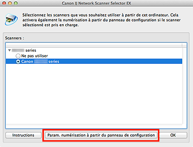 figure : écran Paramètres de numérisation à partir d'un PC